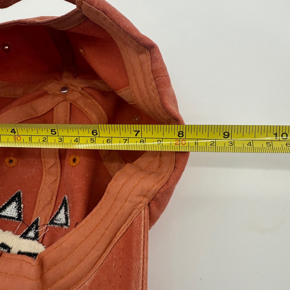 Orange Pumpkin Face Jack-o-Lantern Baseball‎ Cap Adjustable Strap Halloween Fall - Picture 8 of 8